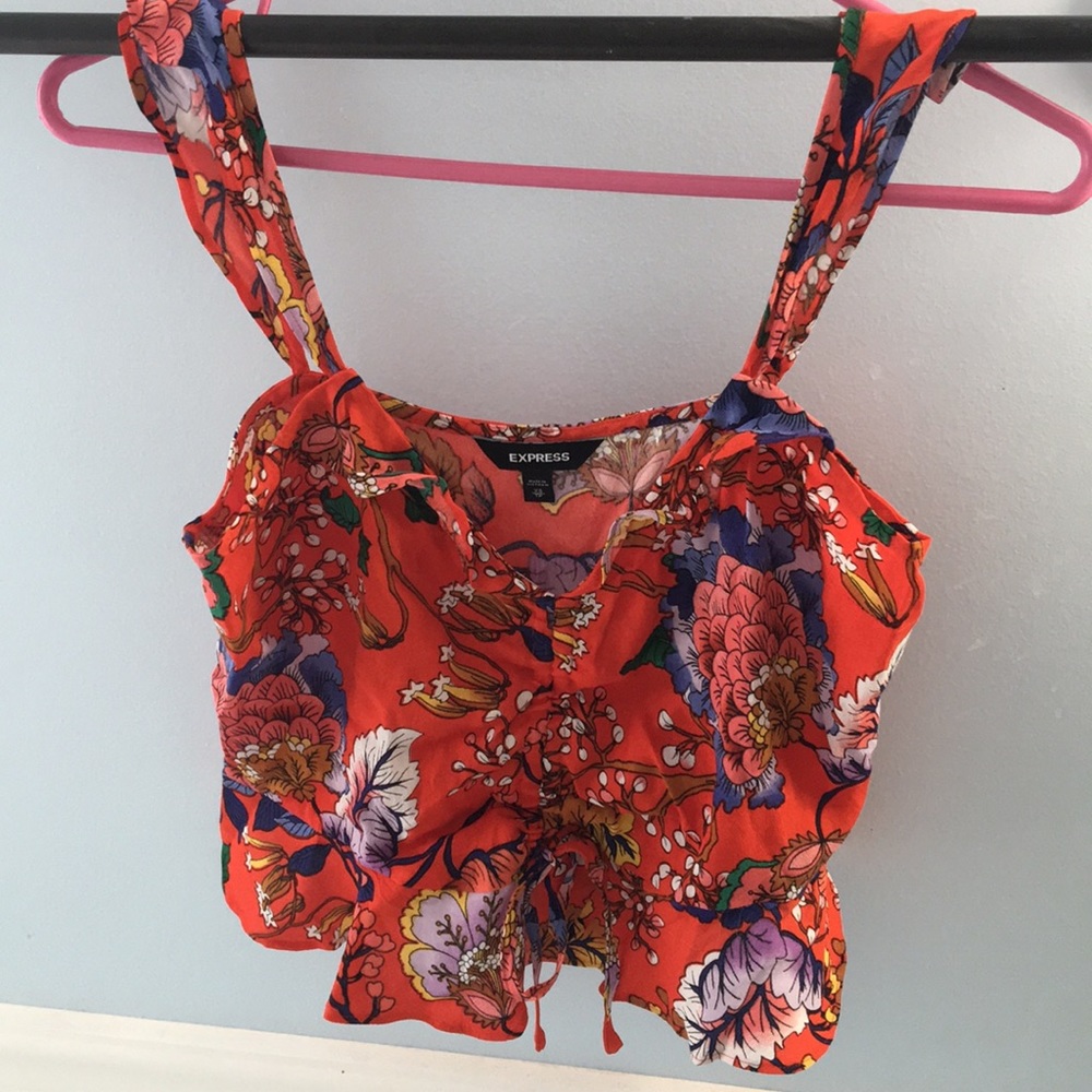 Express Red Flutter Crop Top Xs Nwot - image 3